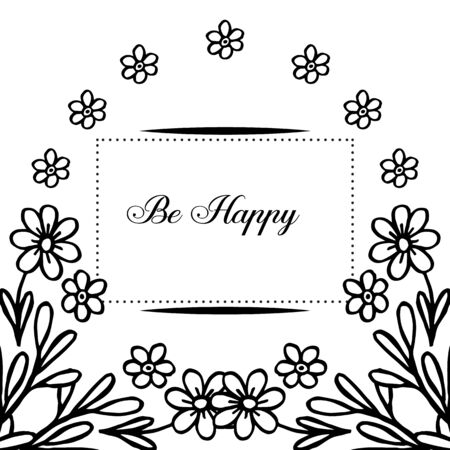 Illustration of Be Happy text with floral frameのイラスト素材
