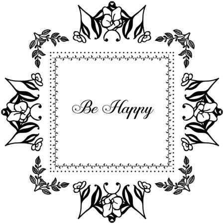Illustration of Be Happy text with floral frameのイラスト素材