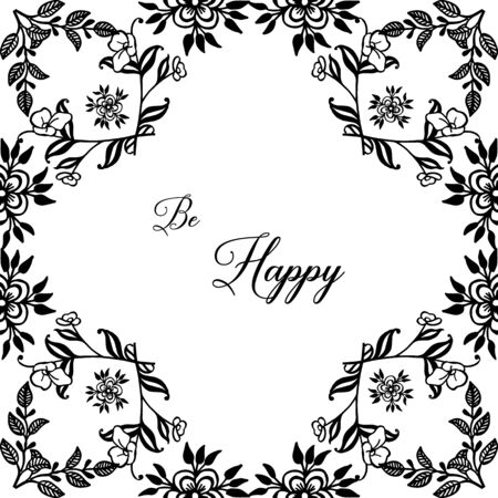 Illustration of Be Happy text with floral frameのイラスト素材