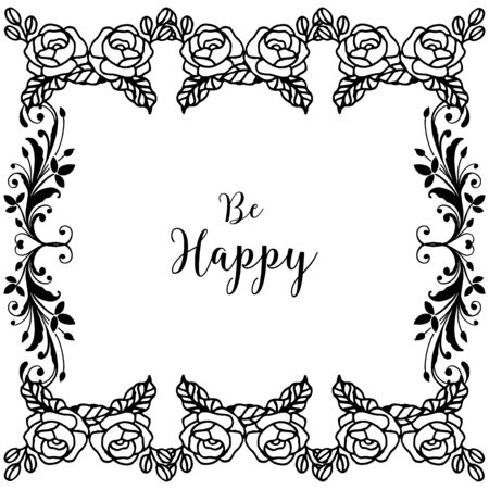 Illustration of Be Happy text with floral frameのイラスト素材