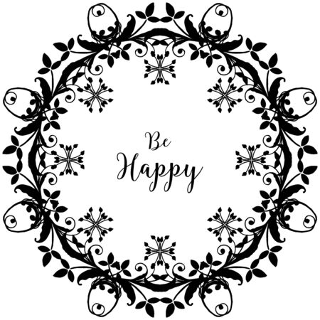 Illustration of Be Happy text with floral frameのイラスト素材