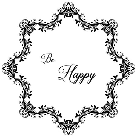 Illustration of Be Happy text with floral frameのイラスト素材