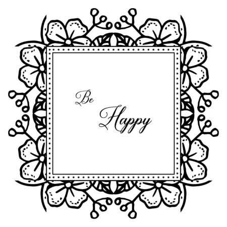 Illustration of Be Happy text with floral frameのイラスト素材