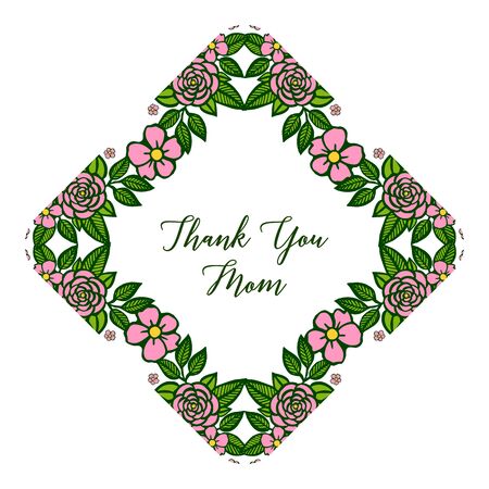 Illustration of Thank You Mom text with floral frameのイラスト素材
