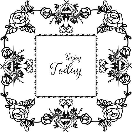 Illustration of Enjoy Today text with floral frameのイラスト素材
