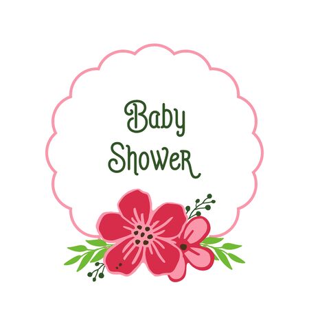 Baby shower  card with floral frameのイラスト素材