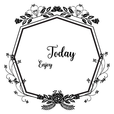 Illustration of Enjoy Today text with floral frameのイラスト素材
