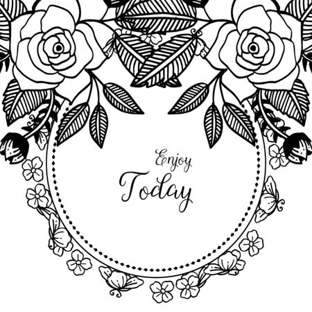 Illustration of Enjoy Today text with floral frameのイラスト素材