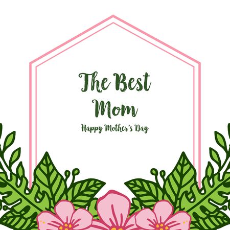 Mother's day card with pink flower frame designのイラスト素材