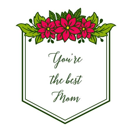 The best mom card with red flower frame designのイラスト素材