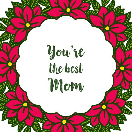 The best mom card with red flower frame designのイラスト素材