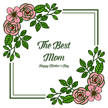 Mother's day card with pink flower frame designのイラスト素材