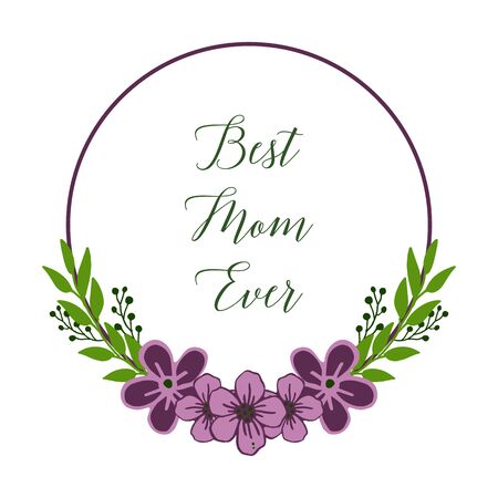 The best mom card with purple flower frame designのイラスト素材