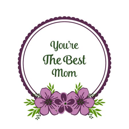 The best mom card with purple flower frame designのイラスト素材