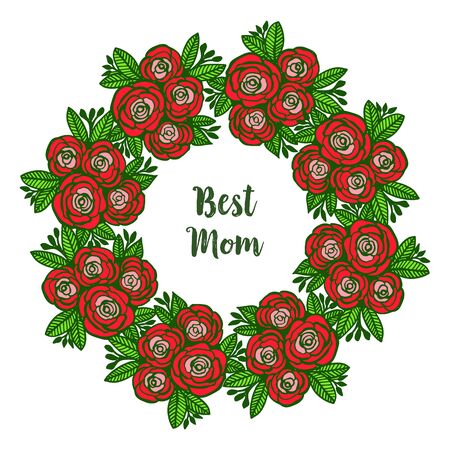 The best mom card with  flower wreath designのイラスト素材