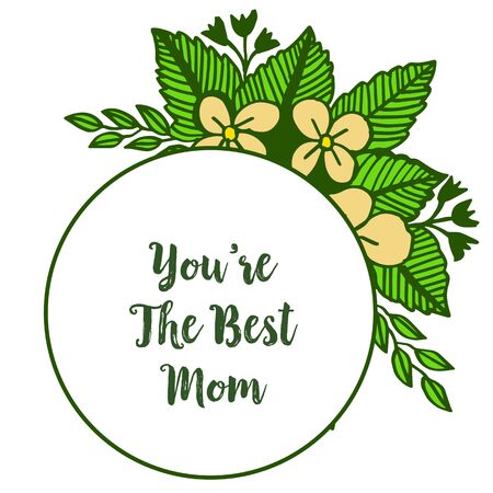 The best mom card with yellow flower frame designのイラスト素材