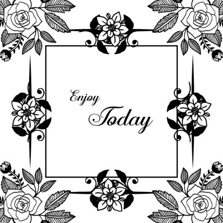 Illustration of Enjoy Today text with floral frameのイラスト素材