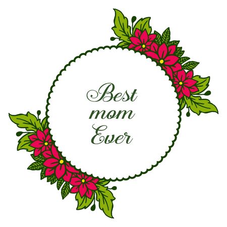 The best mom card with red flower frame designのイラスト素材