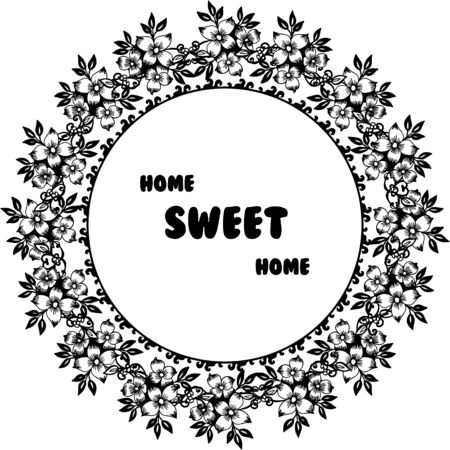 Illustration of home sweet home text with floral frameのイラスト素材