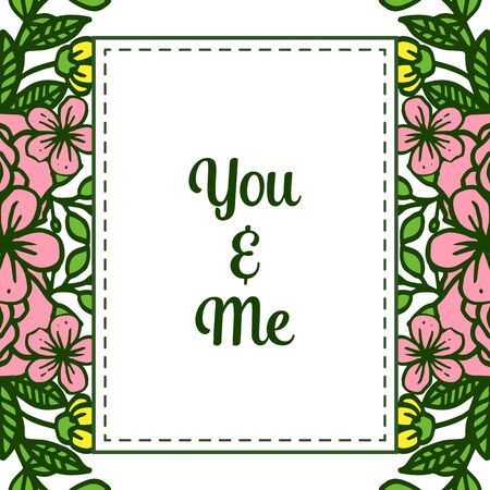 Illustration lettering of you and me with floral frameのイラスト素材
