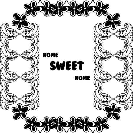 Illustration of home sweet home text with floral frameのイラスト素材