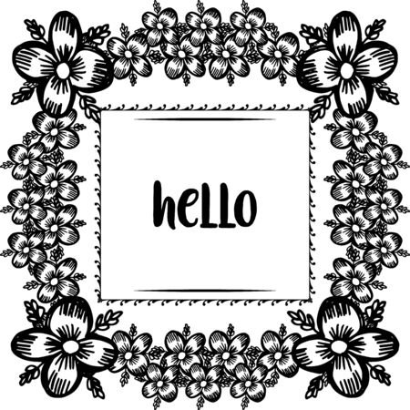 Hello greeting with floral frameのイラスト素材