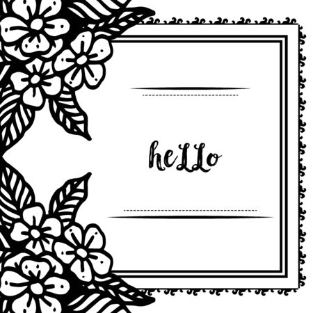 Hello greeting with floral frameのイラスト素材