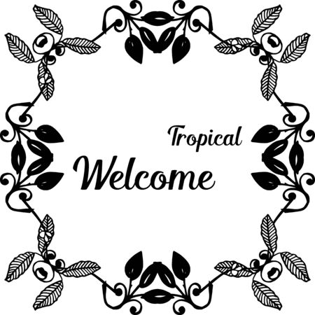 Welcome tropical text with floral   frameのイラスト素材