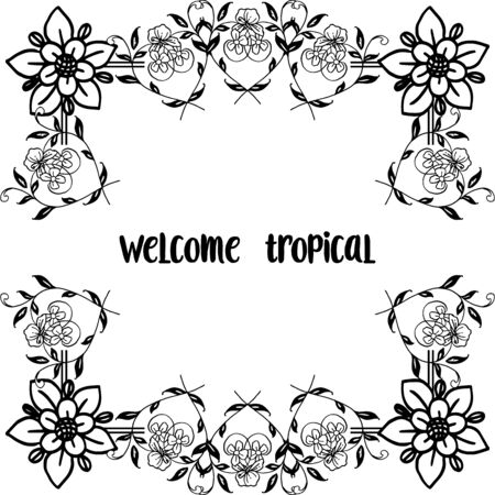 Welcome tropical text with floral  frameのイラスト素材