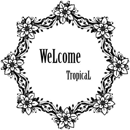 Welcome tropical text with floral wreath frameのイラスト素材