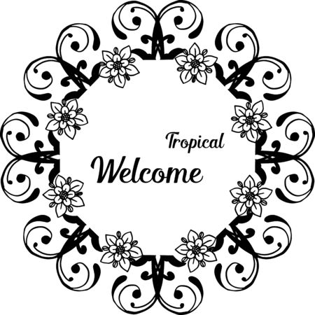 Welcome tropical text with floral wreath frameのイラスト素材