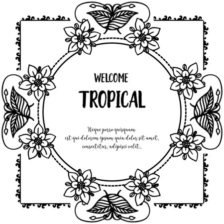 Welcome tropical text with floral  frameのイラスト素材