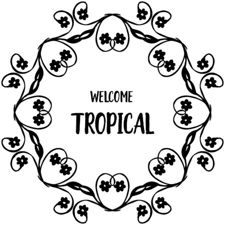 Welcome tropical text with floral wreath frameのイラスト素材
