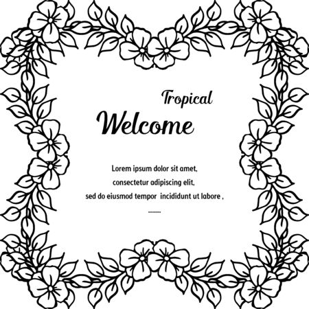 Welcome tropical text with floral  frameのイラスト素材