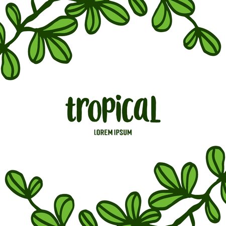 Tropical text with green foliage frameのイラスト素材