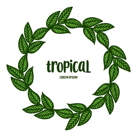 Tropical text with green foliage wreathのイラスト素材