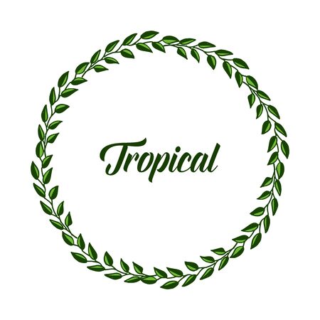 Tropical text with green foliage wreathのイラスト素材