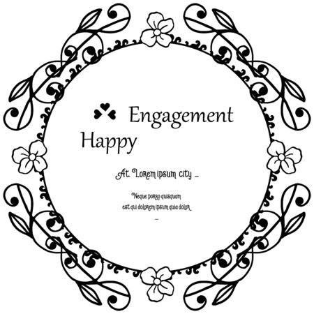 Illustration of happy engagement text design with floral frameのイラスト素材