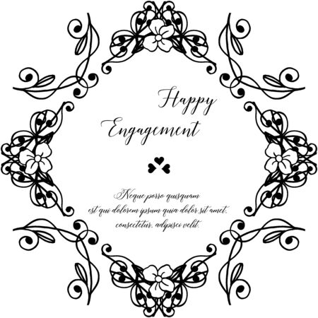 Illustration of happy engagement text design with floral frameのイラスト素材
