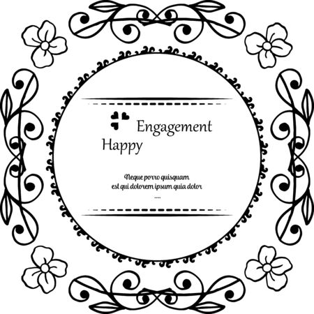 Illustration of happy engagement text design with floral frameのイラスト素材