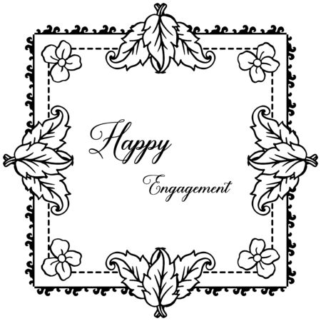 Illustration of happy engagement text design with floral frameのイラスト素材