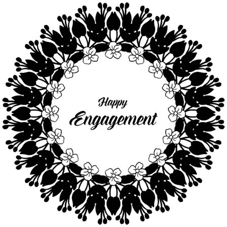 Illustration of happy engagement text design with floral wreathのイラスト素材