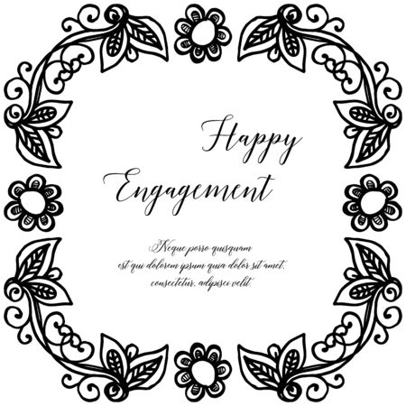 Illustration of happy engagement text design with floral frameのイラスト素材