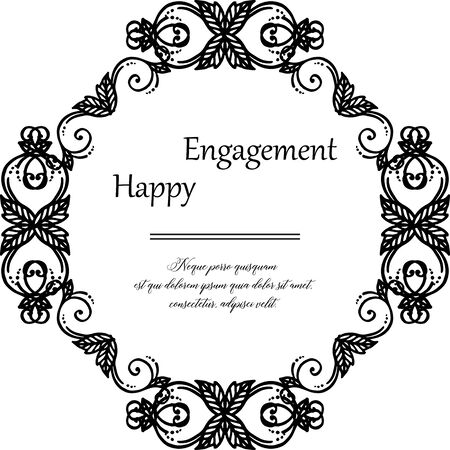 Illustration of happy engagement text design with floral frameのイラスト素材