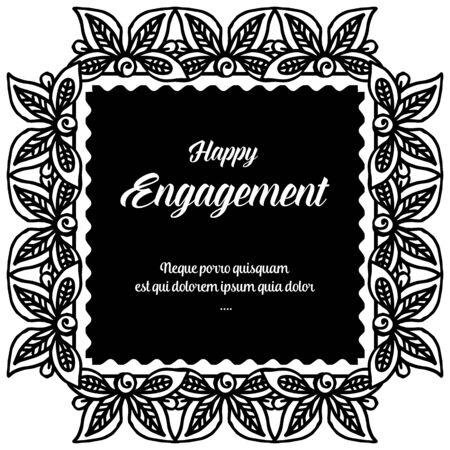 Illustration of happy engagement text design with floral frameのイラスト素材