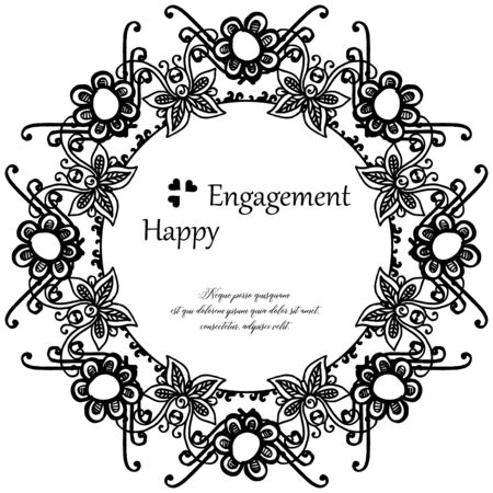 Illustration of happy engagement text design with floral frameのイラスト素材