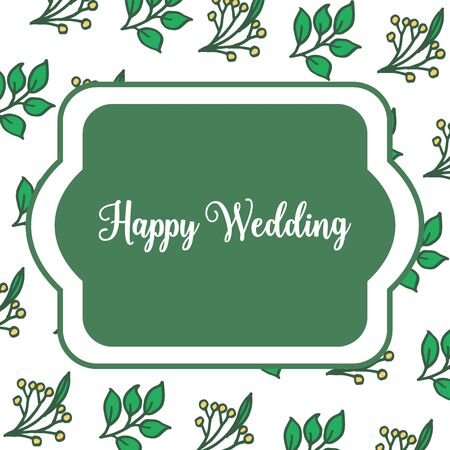 Illustration of happy wedding invitation template design with floral elementのイラスト素材