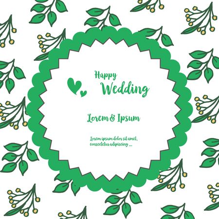 Illustration of happy wedding invitation template design with floral elementのイラスト素材