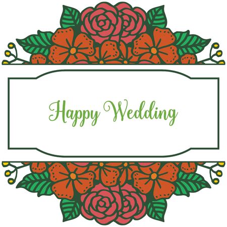 Illustration of happy wedding invitation template design with floral elementのイラスト素材