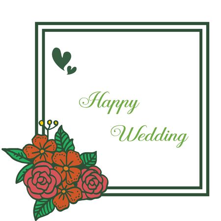 Illustration of happy wedding invitation template design with floral elementのイラスト素材